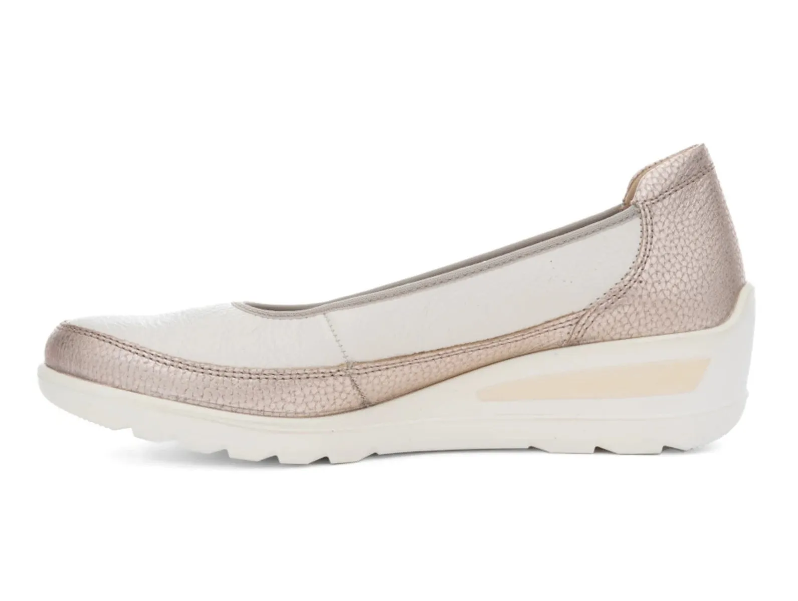 Ara 12-50664-08 Zurich – Off White & Gold Metallic Leather Loafer
