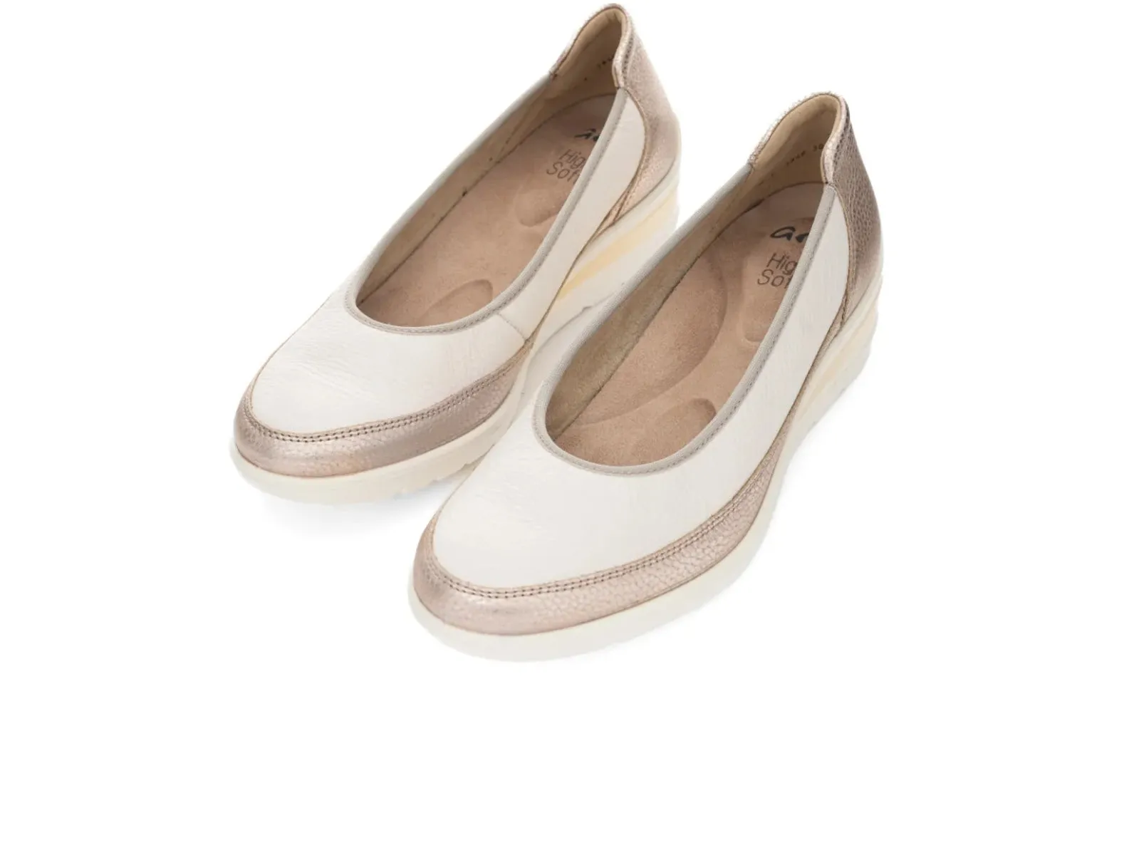 Ara 12-50664-08 Zurich – Off White & Gold Metallic Leather Loafer