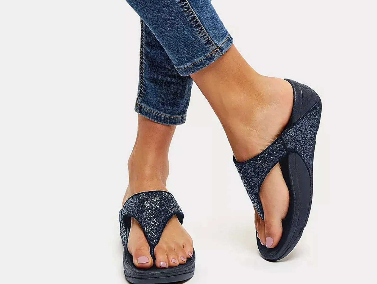 Fitflop Lulu Glitter Toe Post X03-399-050 - Midnight Navy