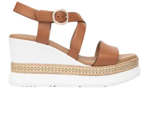 NeroGiardini E513550D – Tan Leather Wedge Sandal