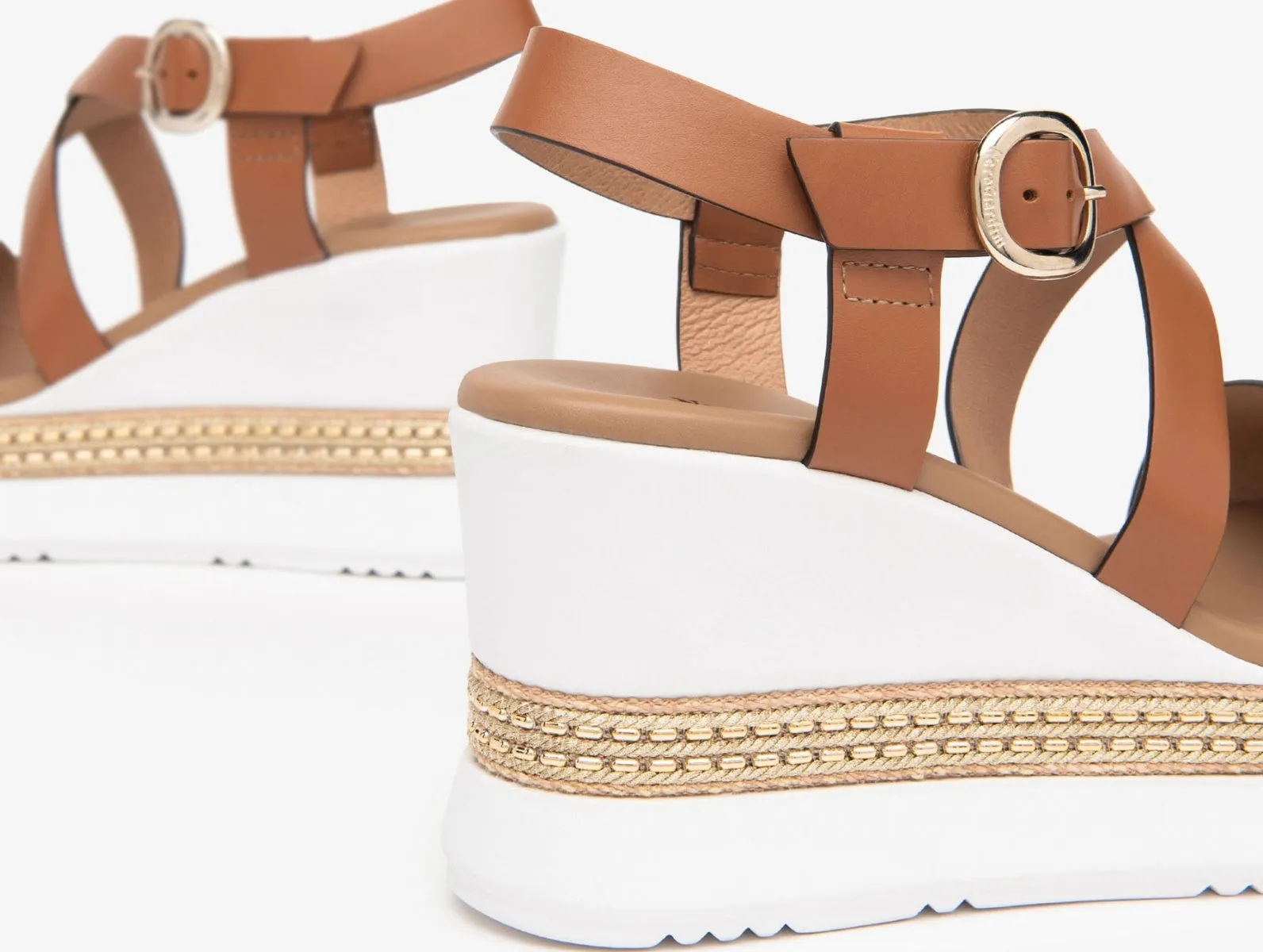 NeroGiardini E513550D – Tan Leather Wedge Sandal