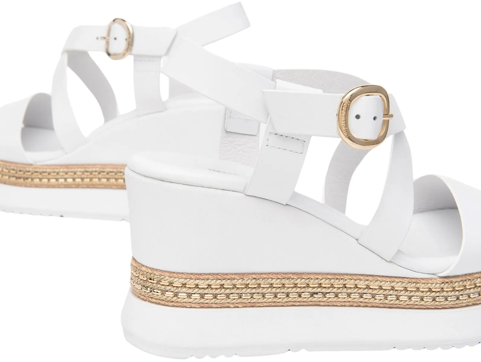 NeroGiardini E513550D – White Leather Wedge Sandal