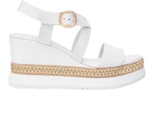 NeroGiardini E513550D – White Leather Wedge Sandal